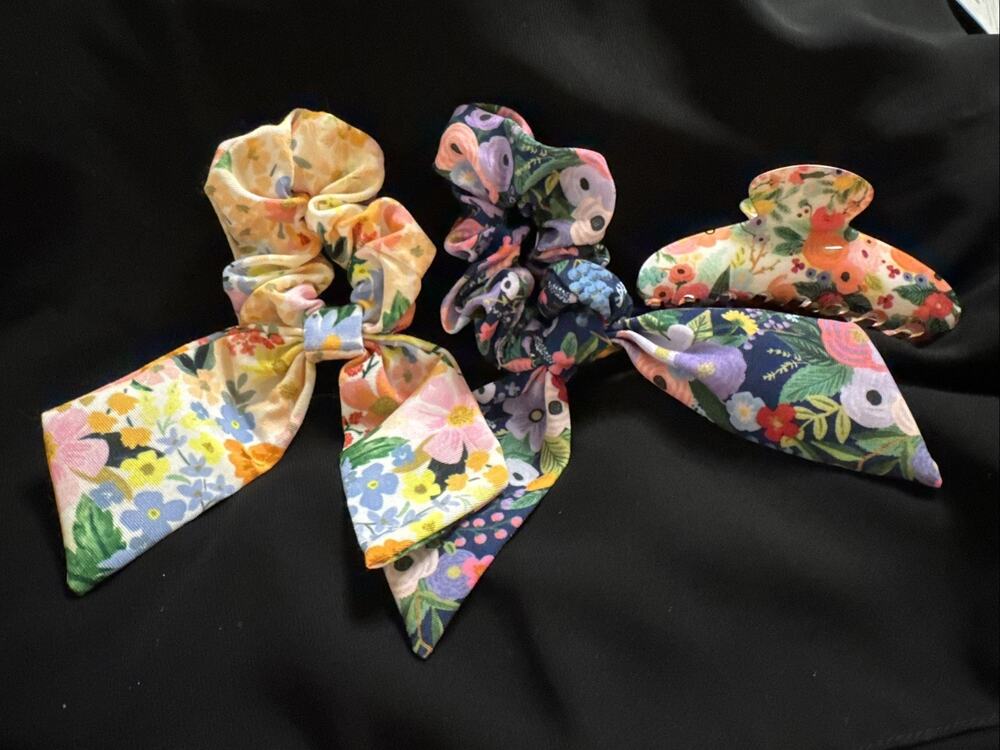 NW/OT Rifle Paper Co. Hair Scrunchie Claw Clip Set Of 3 Garden Party Hair Access